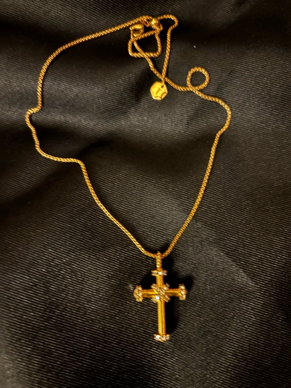 Touchstone Crystal Gold-Tone Cross Pendant Necklace